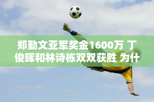 郑勤文亚军奖金1600万 丁俊晖和林诗栋双双获胜 为什么只有162万和21万？