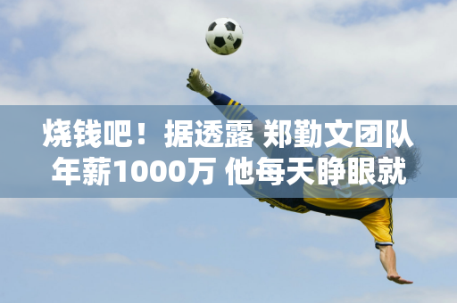 烧钱吧！据透露 郑勤文团队年薪1000万 他每天睁眼就赚27400